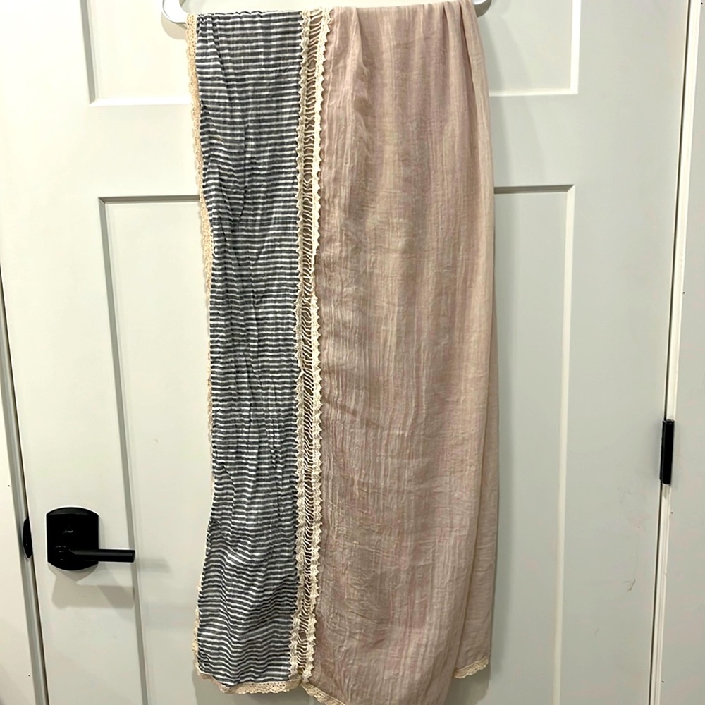 Cream and blue scarf